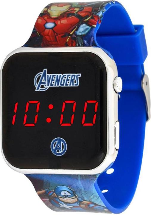 Immagine prodotto Accutime Orologio LED per bambini Avengers (blu), Orologio digitale con display LED per l'ora e la data (Orologio digitale, 38 mm)