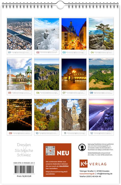 Produktbild Kalender Dresden und Schsische Schweiz 2026 (20 x 30 cm, Deutsch)