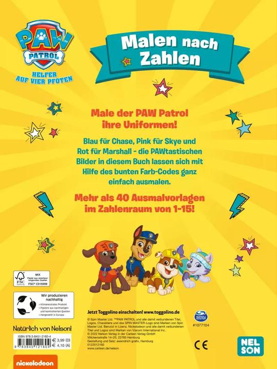 Produktbild PAW Patrol: Malen nach Zahlen