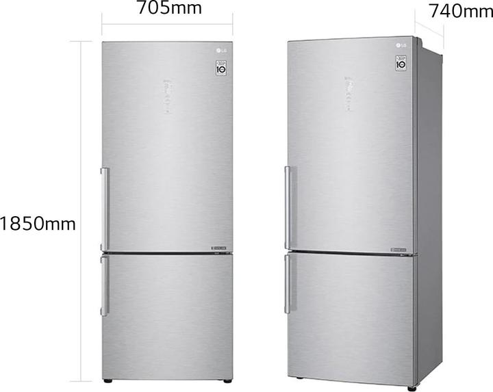 Produktbild LG GBB569NSAGB Kombinierter Kühlschrank 70cm, Klasse D, 462L, Wi-Fi, Kein Frost, Grau (462 l)