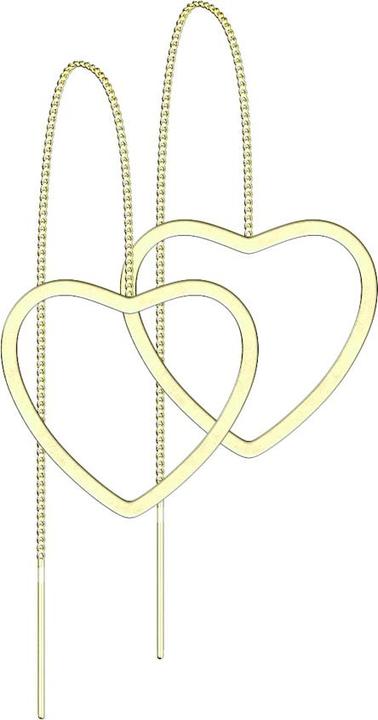 Produktbild Star Piercing Ohrstecker vergoldet freifallende Kette mit Herz (ohne Messing, Chirurgenstahl 316L)