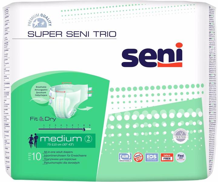 Produktbild Seni Trio Windelhosen M atmungsaktiv Hüftumfang 75-110cm 8 Tropfen (10 x, M)