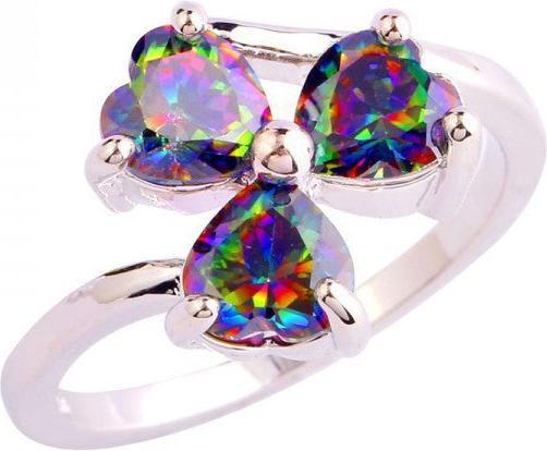 Produktbild Hermex versilberter Ring mit Regenbogen Topas - Gr. 63 / Size 10 (10, 63)