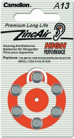 Actual product image Camelion A13 - Disposable battery - zinc air - 1.4 V - 6 piece(s) - silver - 48 mm (6 pcs., A13, 280 mAh)