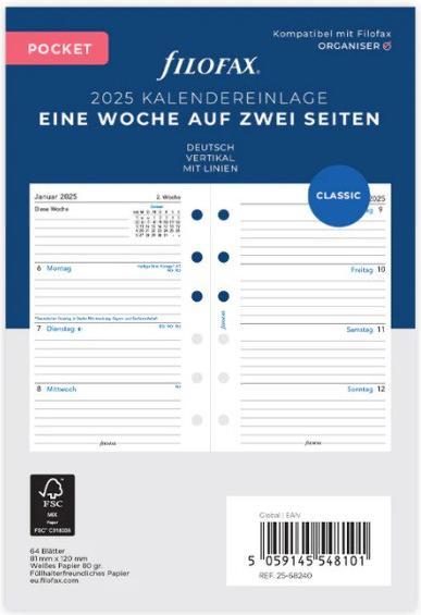 Produktbild Filofax Kalendereinlage (81 x 120 mm, Deutsch)