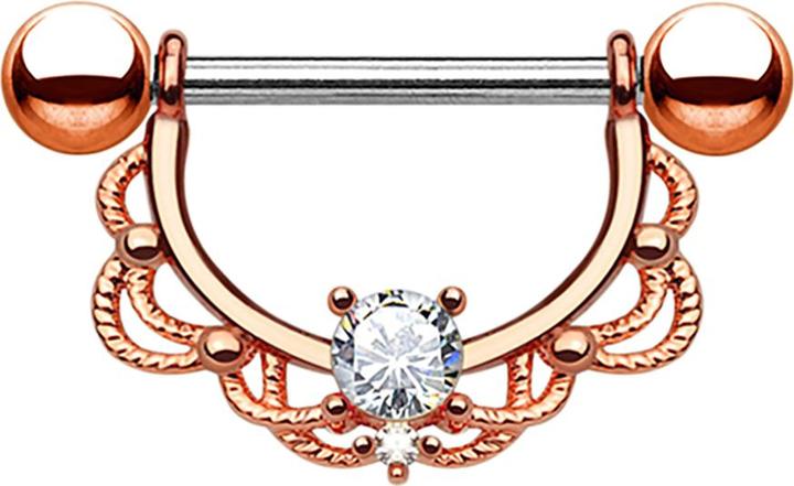 Immagine prodotto Star Piercing Barbell Halbkranz rosegold mit Kristall silber (senza ottone, Acciaio chirurgico 316L)
