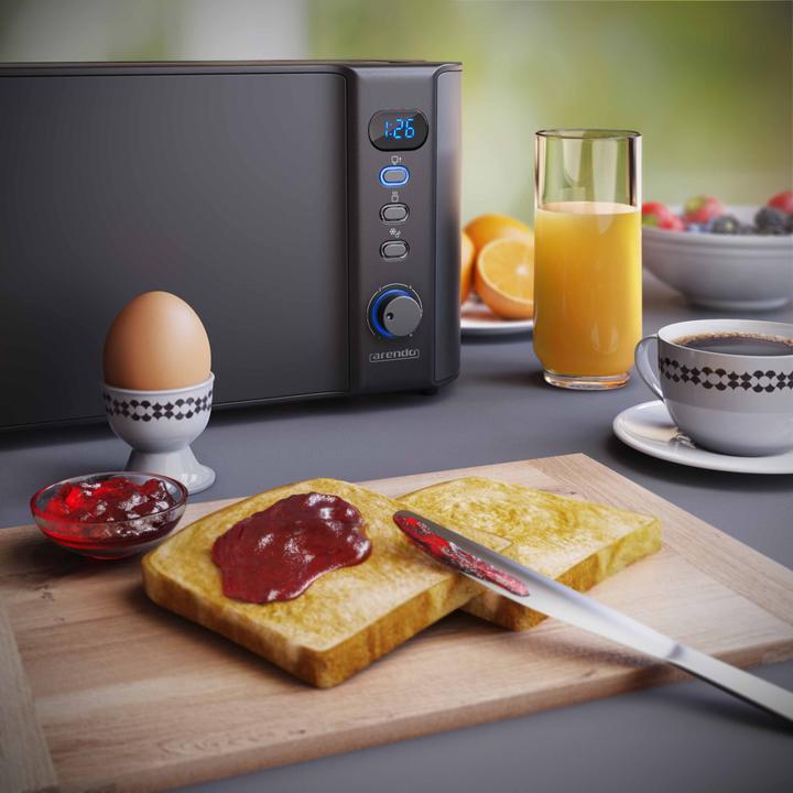Immagine prodotto Arendo Tostapane in acciaio inox a 2 fette con slot lungo, attacco per panini, display con indicatore del