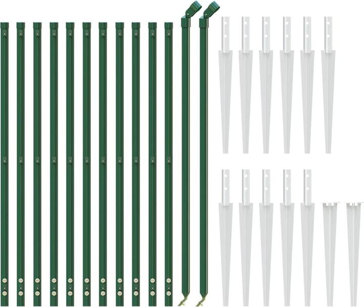 Produktbild VidaXL Maschendrahtzaun Bodenhülsen Gartenzaun Drahtzaun Drahtgitter Grün