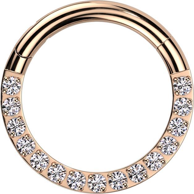 Actual product image Star Piercing Micro segment ring hinged rose gold front crystals silver (without brass, Titanium G23)