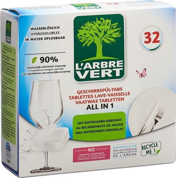 Actual product image L'arbre vert Trays lave-vaisselle écologique All in 1 32x (Tabs, 32 Washing cycles)
