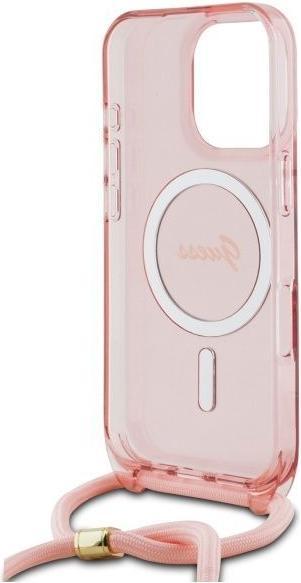 Image du produit Guess GUHMP16LHCTSGNSP iPhone 16 Pro 6.3" różowy/pink hardcase Crossbody Cord Script MagSafe (Apple iPhone 16 Pro)