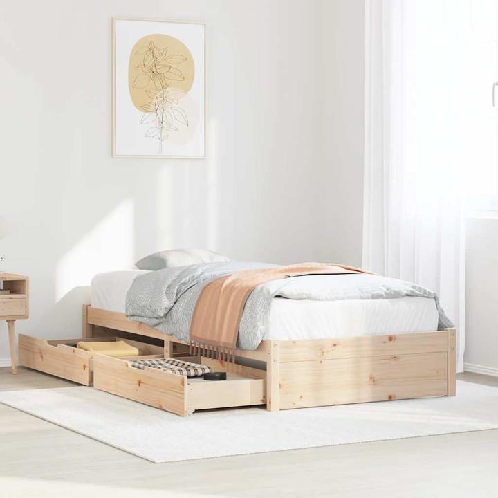 Image du produit VidaXL Lit en bois massif Lit simple avec tiroirs 90x200cm pin (90 x 200 cm)