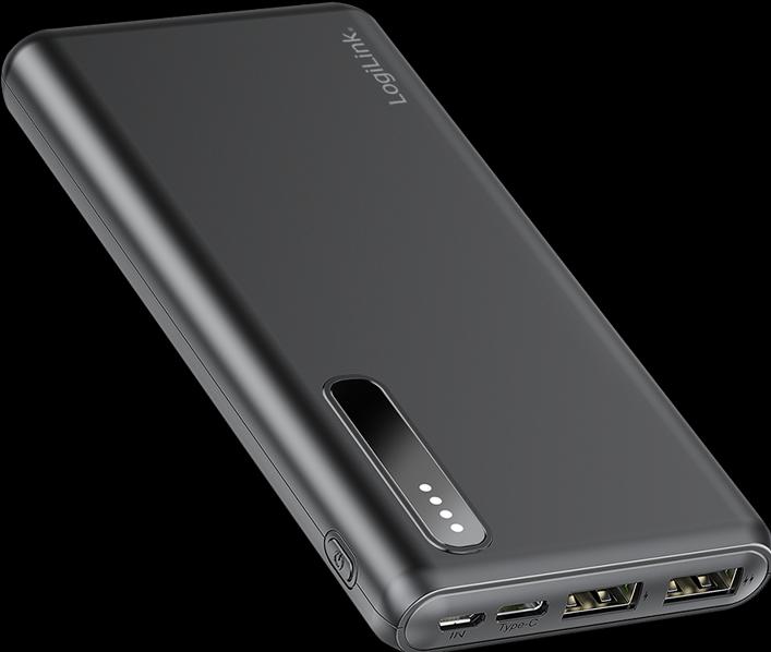 Produktbild LogiLink Powerbank PA0311 schwarz, 8000 mAh, 2x USB-A, 2-in-1-Kabel (8000 mAh, 12 W)