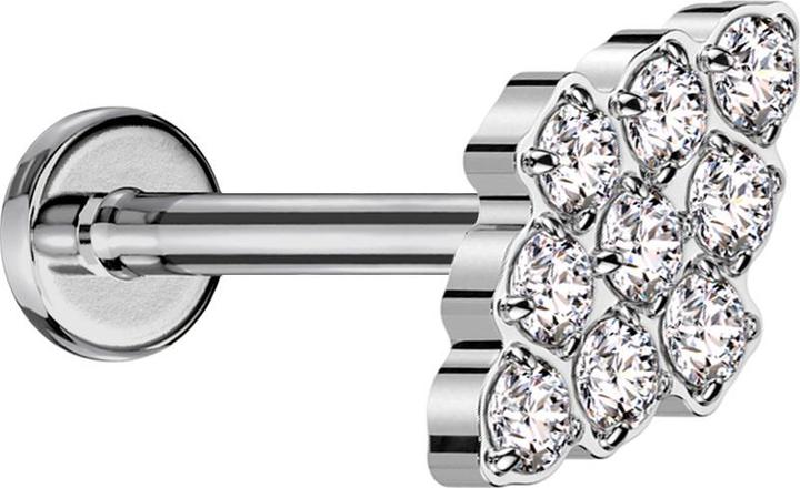 Image du produit Star Piercing Micro Labret Filetage interne argenté Diamant argenté Cristaux argentés (sans laiton, Titane G23)