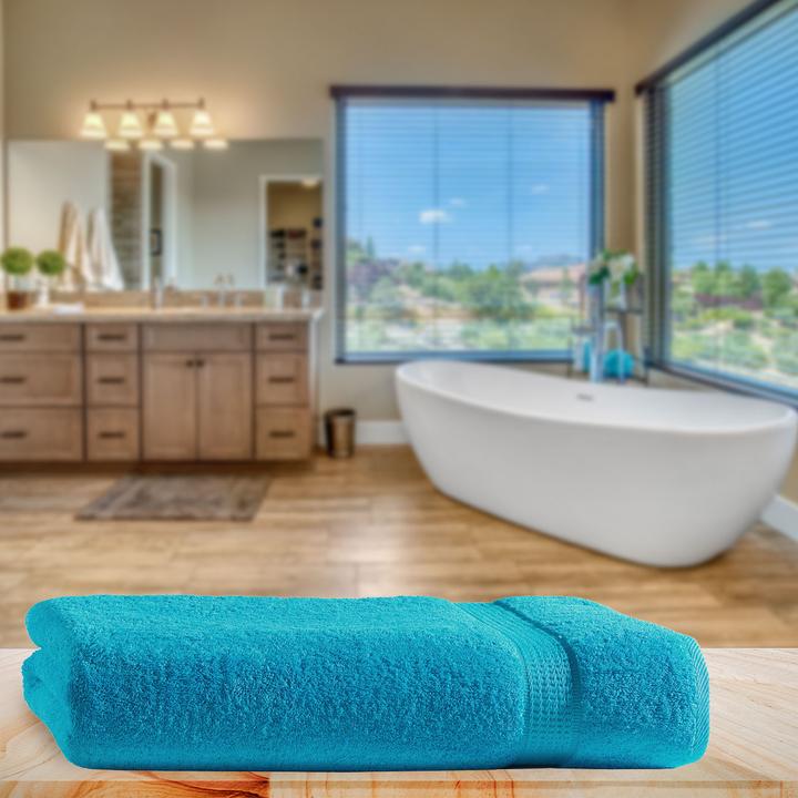 Image du produit Casativo Drap de bain, 100 x 150 cm 100% coton luxueux, avec 2 bordures, turquoise (150 x 100 cm)