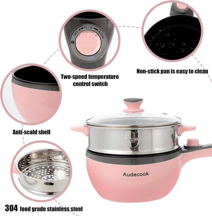 Produktbild Audecook Elektropfanne (Kochtopf, Dampfkochtopf, Bratpfanne, Bräter + Schmortopf, Edelstahl)
