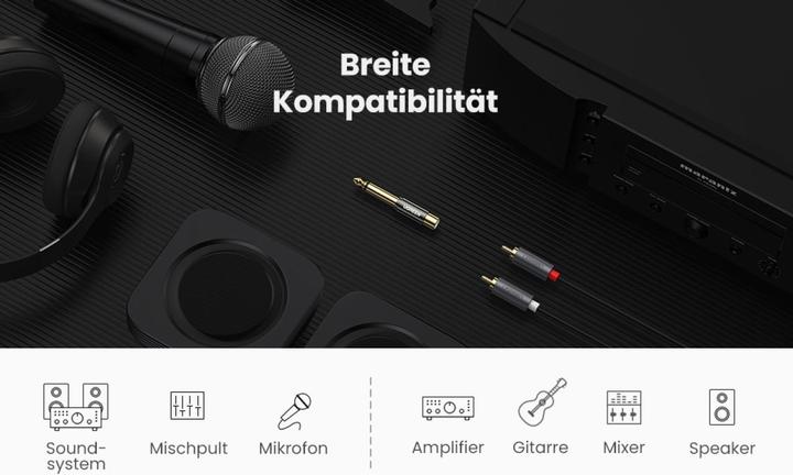 Produktbild Ugreen 6.35 mm Klinken Stecker auf RCA Cinch Buchse Adapter (Klinkenadapter)