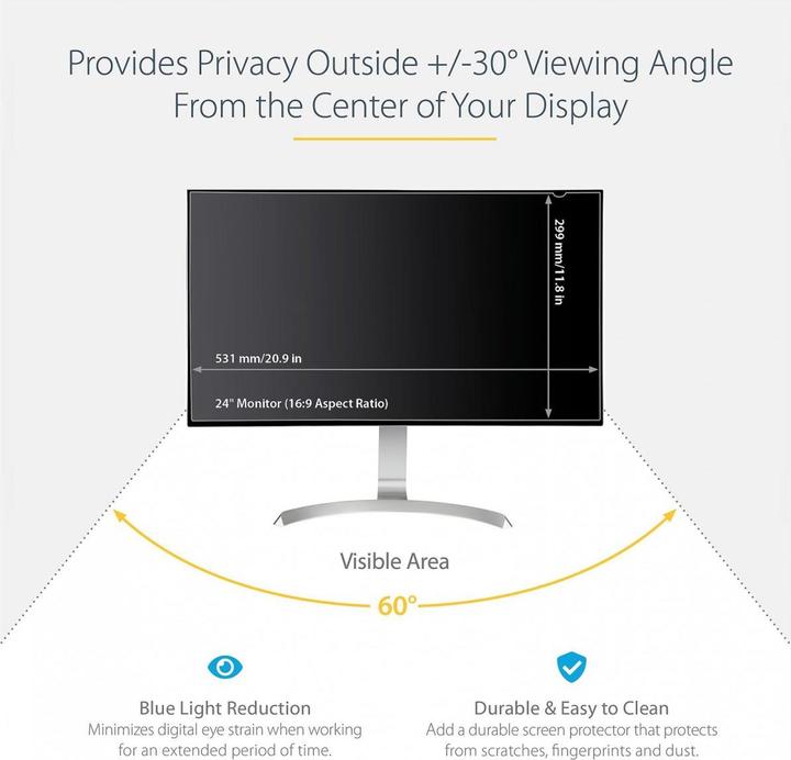 Produktbild StarTech .com Monitor Privacy Screen for 61,00cm (24") Display (24", 16 : 9)