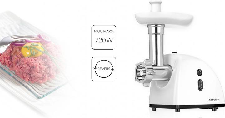 Actual product image MPM MMM-06 Electric mincer, 3 perforated discs 3mm, 5mm, 7mm, sausage stuffing, return functi