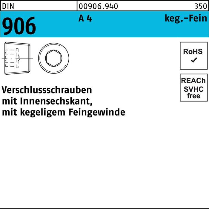 Energie-Label Verschlussschraube DIN 906 m.Innen-6-kant M 16 x 1,5 A 4