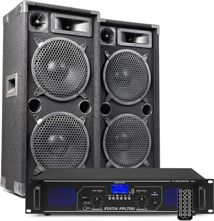 Immagine prodotto Fenton Installazione audio per DJ con Bluetooth - combinazione altoparlanti Max210 DJ + amplificatore