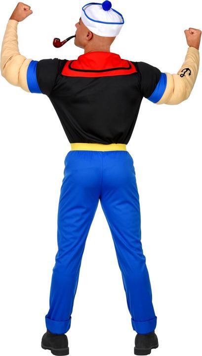 Produktbild Widmann Popeye Seemann Kostüm mit Shirt mit Muskelarmen, Hose mit Gürtel, Mütze (S)