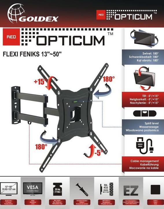 Actual product image Opticum RED Flexi Maxx TV wall mount (Wall, 52", 25 kg)
