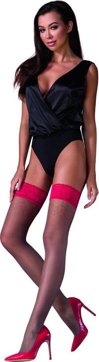Actual product image Passion hold-up stockings ST120 silver/red - 5 (6 3/4)