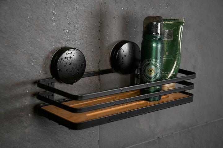 Actual product image Wenko Static-Loc® Alba shower basket steel, bamboo