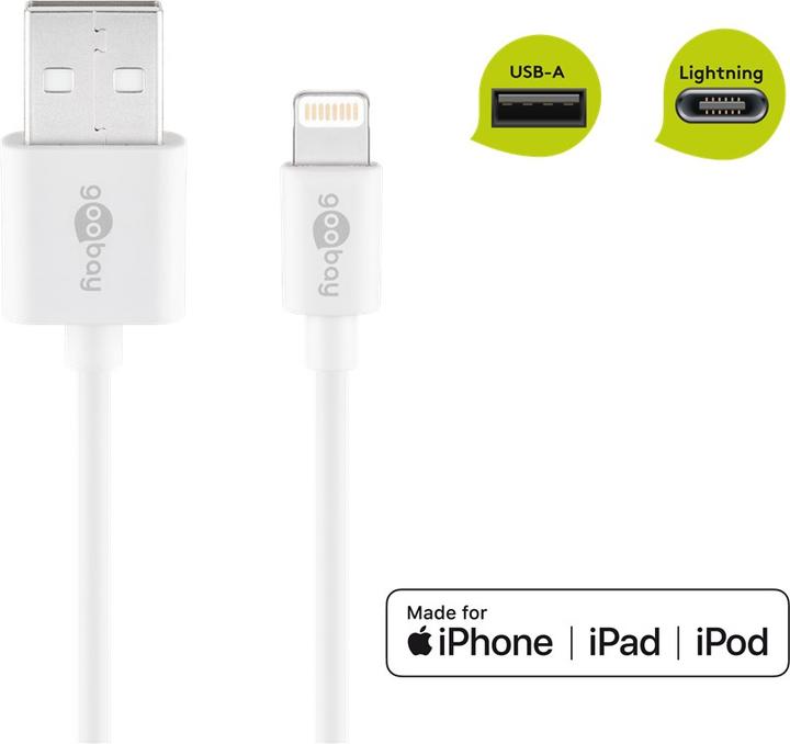 Actual product image Goobay Lightning USB charging and synchronisation cable (0.50 m, USB 2.0)