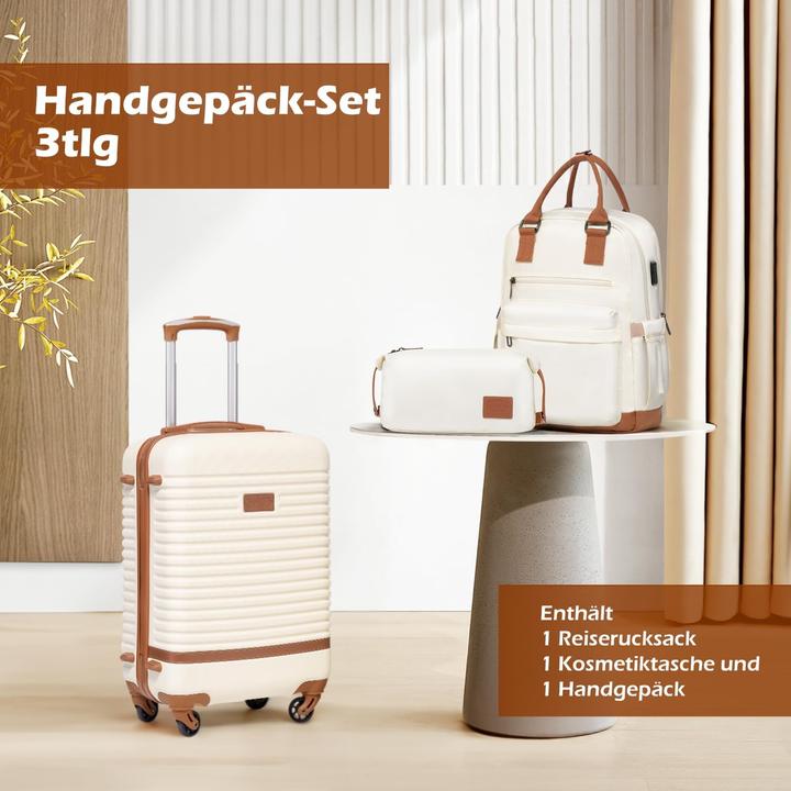Produktbild Coolife 3-teiliges Handgepäck-Set mit Rucksack und Kulturbeutel (Handgepäck (bis 50l))