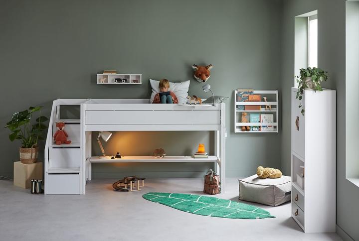 Produktbild Lifetime Kidsrooms Kidsrooms Halbhohes Bett mit Treppe und Deluxe Lattenrost 128 x 257 x 102 (90 x 200 cm)