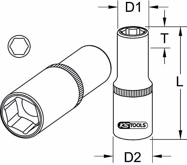 Image du produit KS Tools Douille six pans 1/2" longue (13 mm)