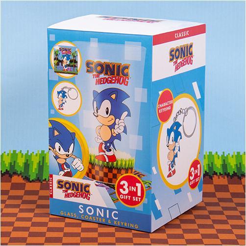 Produktbild Fizz Creations Sonic the Hedgehog Set mit Tasse, Untersetzer und Schlüsselanhänge (250 ml, 1 x)