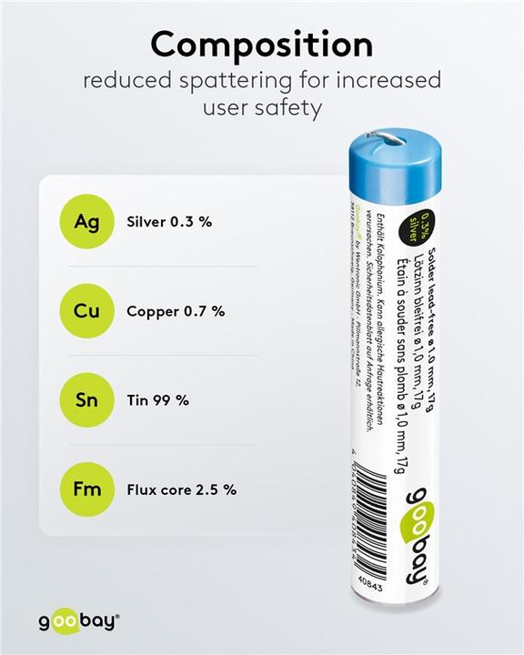 Produktbild Goobay Profi Lötzinn bleifrei, ø 1,0 mm, 17 g (Lötzinn)