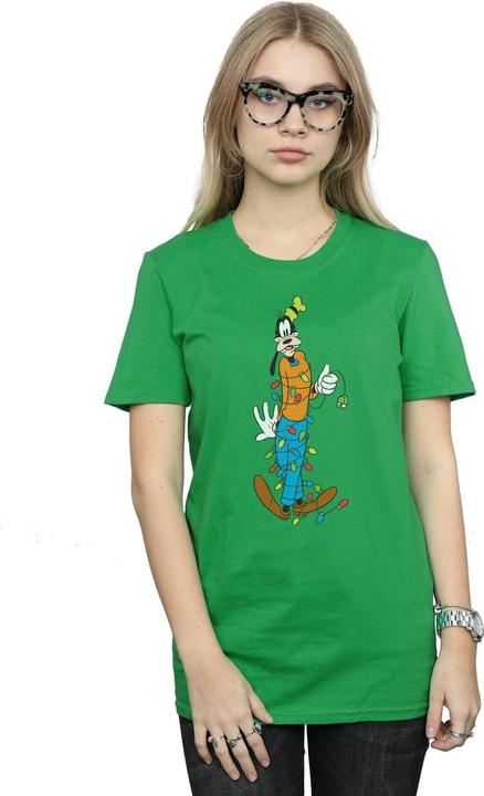 Actual product image Disney Womens/Ladies Goofy Christmas Lights Cotton Boyfriend T-Shirt (XXL)