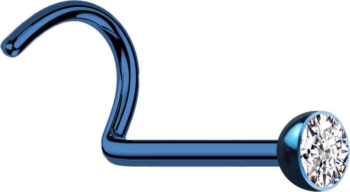 Immagine prodotto Star Piercing Perno nasale curvo blu scuro con cristallo d'argento (Acciaio chirurgico 316L, senza ottone)