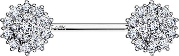 Produktbild Star Piercing Barbell 14k weissgold Kristall gepflasterte Blume silber (ohne Messing, 14k Gold)