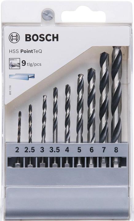 Actual product image Bosch Professional Zubehör HSS PointTeQ hexagon drill bit set, 9-piece, 2-8 mm (2 mm, 2.5 mm, 3 mm, 3.5 mm, 4 mm, 5 mm, 6 mm, 7 mm, 8 mm)