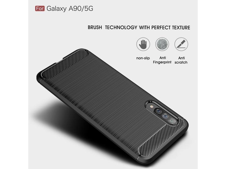 Produktbild Screenguard Samsung Galaxy A90 5G Hülle Carbon Brushed Soft TPU (Samsung Galaxy A90 5G)