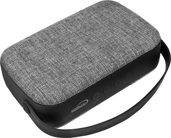 Produktbild LogiLink Typhoon Speaker, portable, Xlarge, BT 4.2, fabric covering, blacksilver (4 h, Batteriebetrieb)