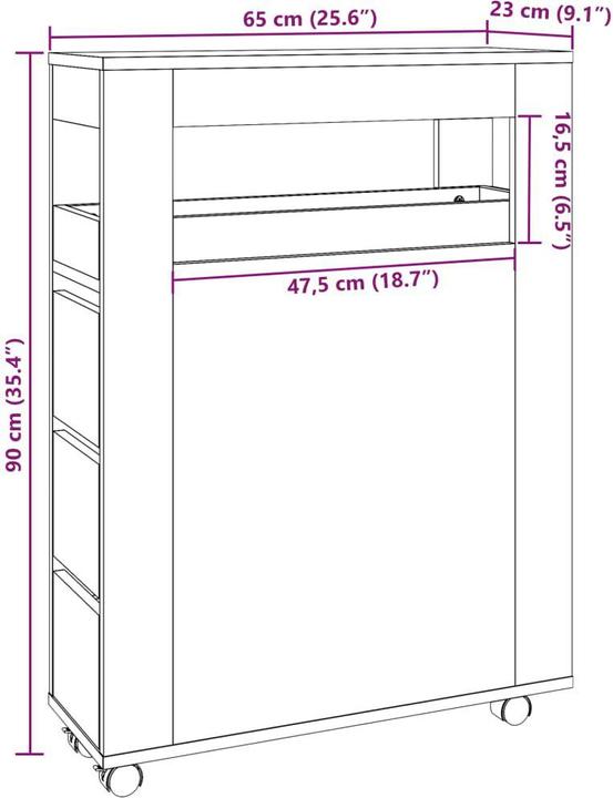 Produktbild VidaXL Badschrank Schmal mit Rollen