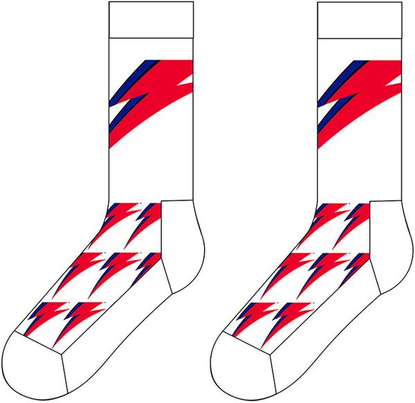 Energie-Label Rock Off David Bowie Socks Flash Logo Official Mens White (UK Size 7-11) One Size (40 - 46)