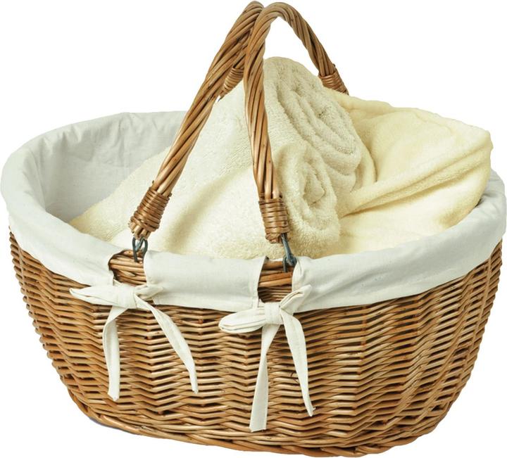 Natura Punto Korb aus Naturmaterial mit Stoffauskleidung