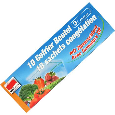 Actual product image Quickpack Freezer bags 3l 10s with zip closure 27x28cm (10 x)