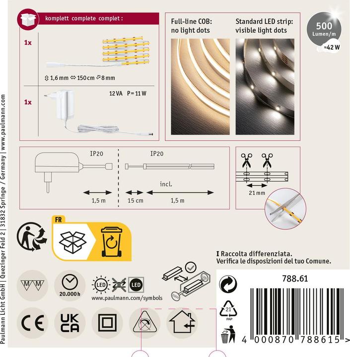 Actual product image Paulmann SimpLED COB Stripe Set (Warm white, 150 cm, Indoor)