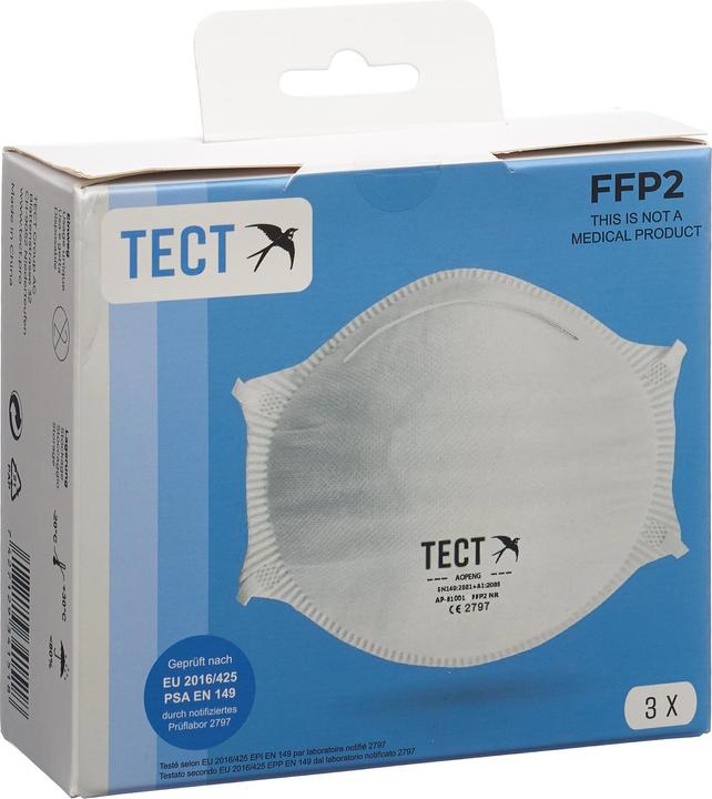 Tect Atemschutzmaske ohne Ventil (FFP2, 3 x)