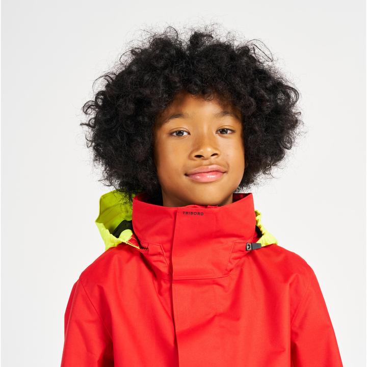 Produktbild Tribord Regenjacke Segeljacke Kinder wasserdicht winddicht - Sailing 300 rot/gelb (10, 11, 12)