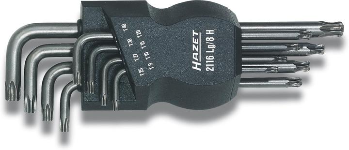 HAZET Offset screwdriver set 2116LG/8H ∙ Inside TORX profile ∙ T9 ∙ T10 ∙ T15 ∙ T20 ∙ T25 ∙ T27 ∙ … (Pin-torx)