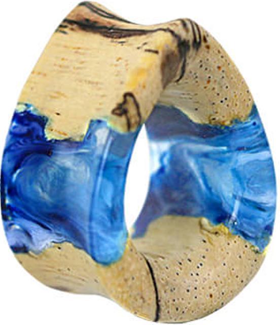 Produktbild Star Piercing Flared Tunnel Tunnel färbung Epoxy blau aus Tamarind Holz (ohne Messing, Organisch)
